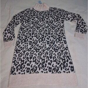 LOFT Women's Sweater Dress Leopard‎ Print Shift Wool Blend Size Small S Petite